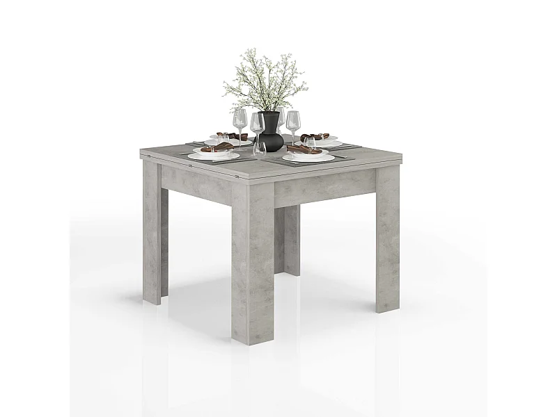 Mesa de comedor diseño moderno extensible en forma de libro 90-180 x 90 cm Jesi Raw