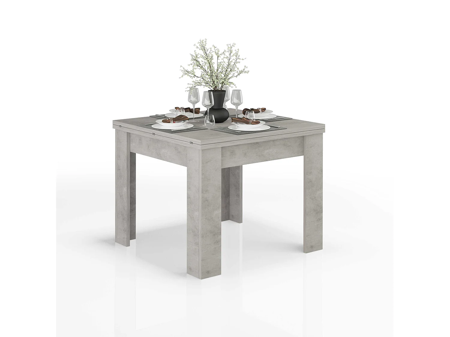 Mesa de comedor diseño moderno extensible en forma de libro 90-180 x 90 cm Jesi Raw