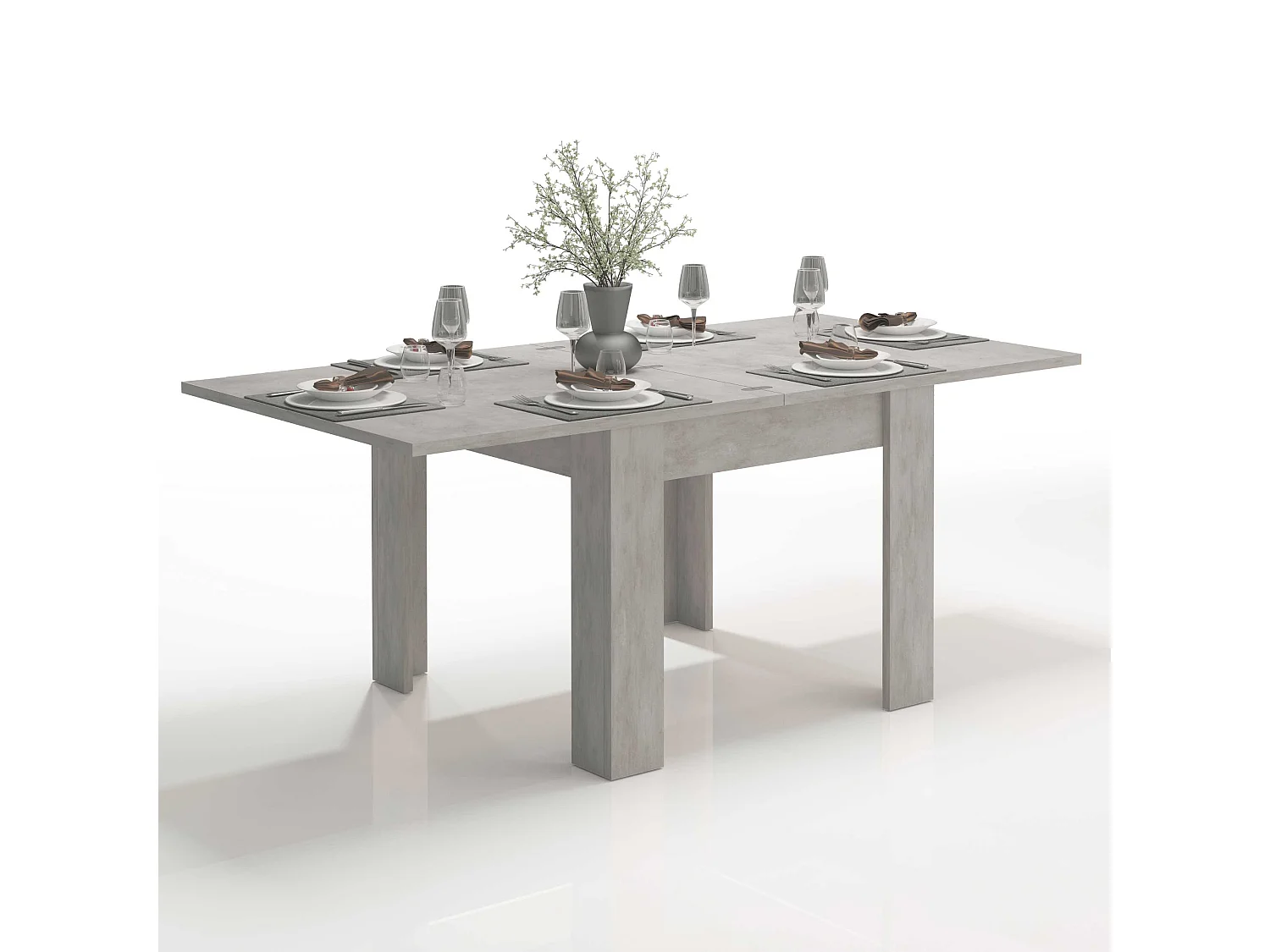 Mesa de comedor diseño moderno extensible en forma de libro 90-180 x 90 cm Jesi Raw