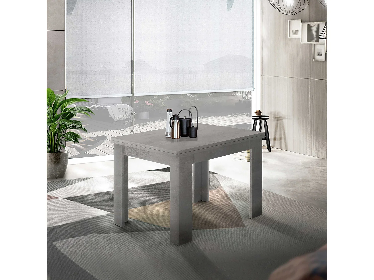 Mesa de comedor diseño moderno extensible en forma de libro 90-180 x 90 cm Jesi Raw