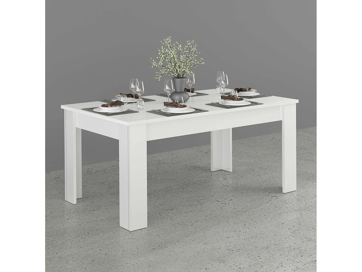 Mesa blanco brillante extensible 140-190 x 90 cm para comedor Jesi Light