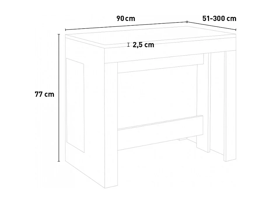 Consolle in legno Pratika L 90 x H 77 cm x P 90
