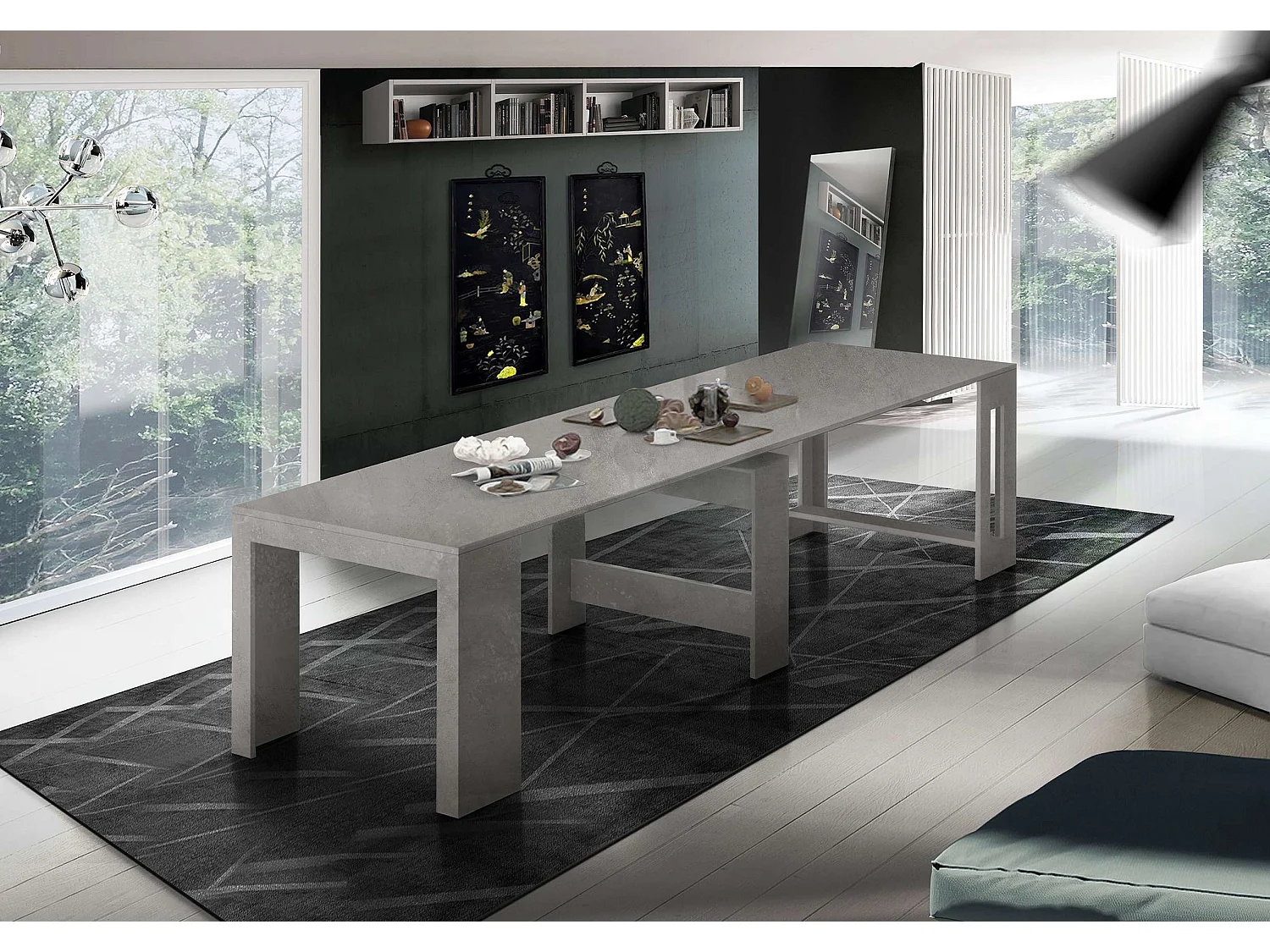 Mesa de comedor extensible 90x51-300cm consola diseño moderno Pratika Bronx