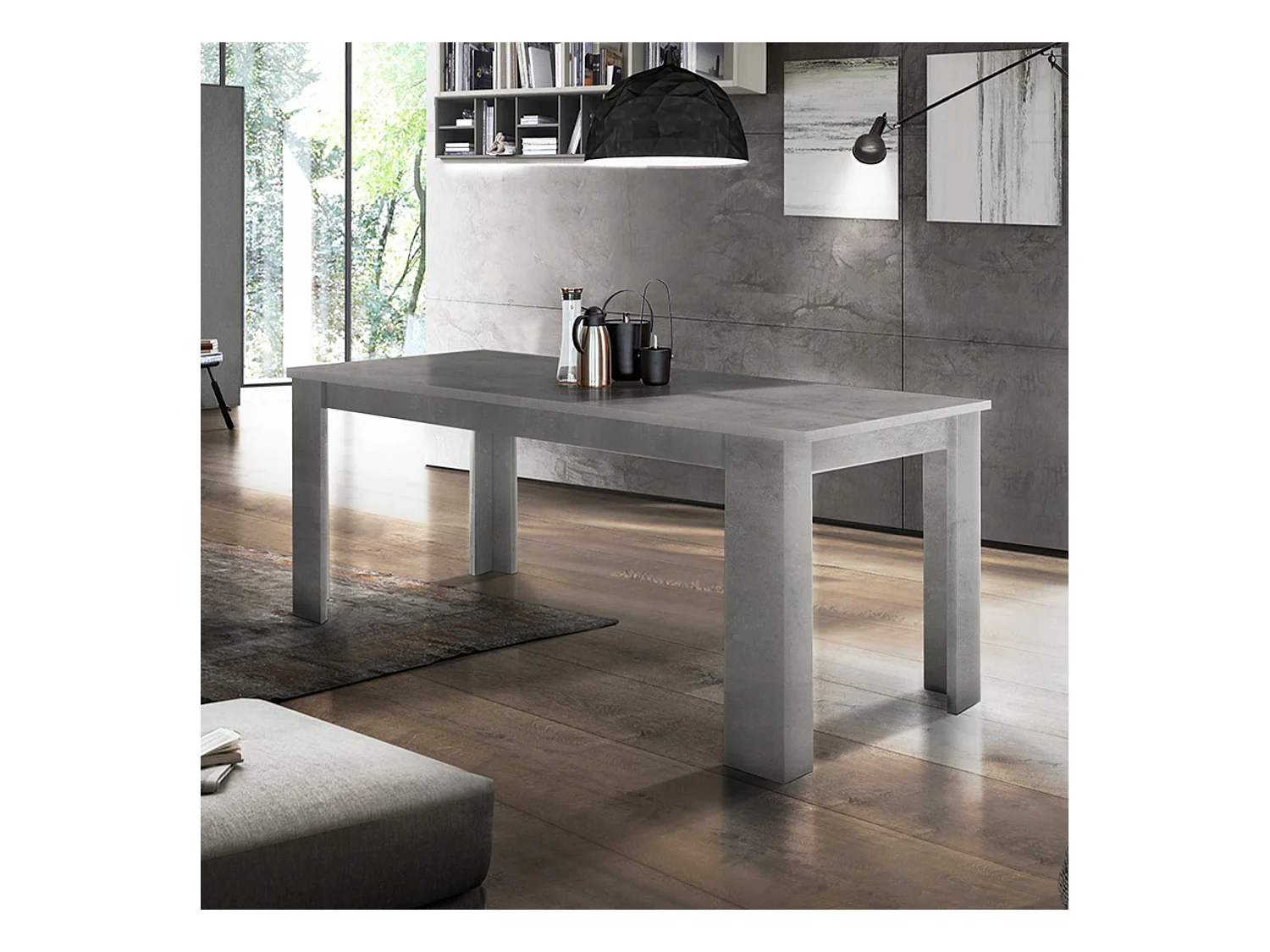 Mesa extensible 140-190 x 90 cm gris para comedor salón Jesi Stone