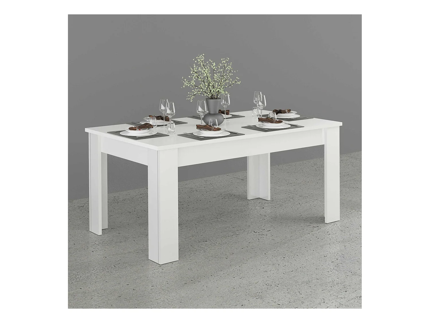 Table à manger extensible 8-10 personnes design moderne blanc Jesi Long