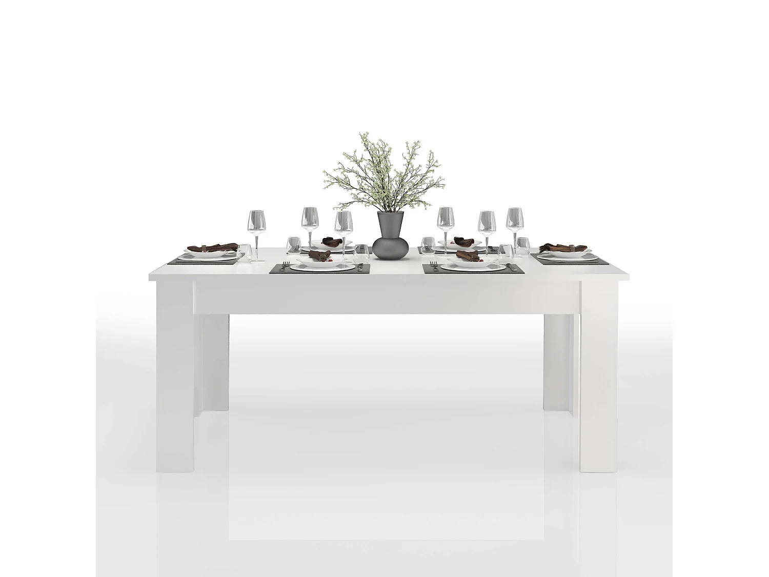 Table à manger extensible 8-10 personnes design moderne blanc Jesi Long