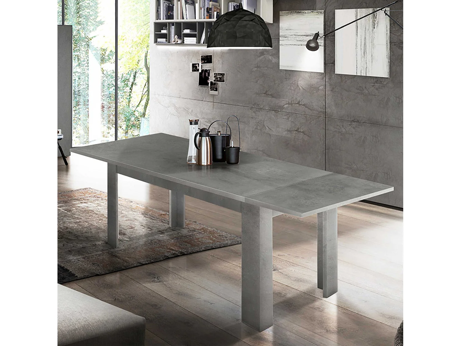 Table à Manger Extensible 8-10 personnes Design Salon Moderne Gris Jesi Bronx