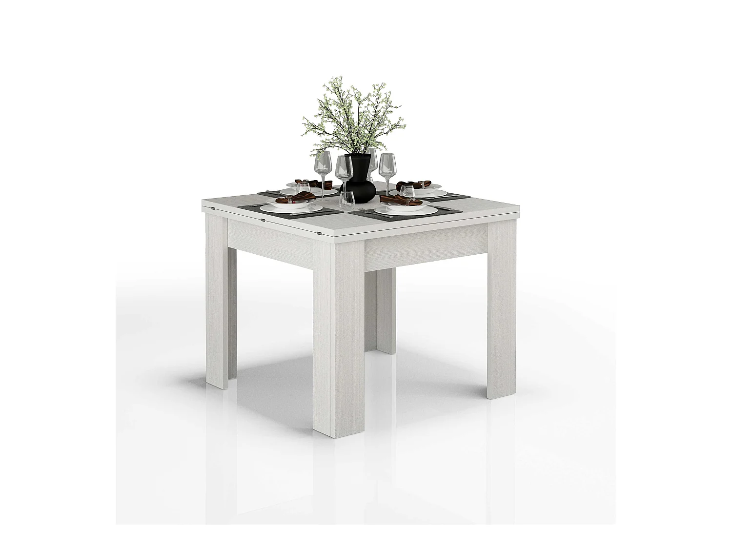 Mesa para comedor extensible 90-180x90cm de diseño madera blanca Jesi Liber Wood