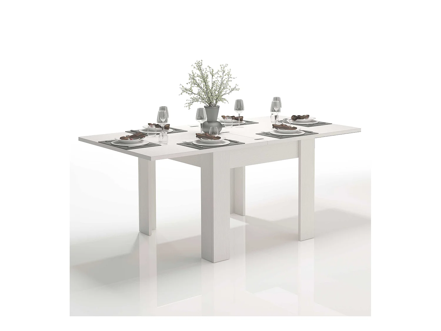 Mesa para comedor extensible 90-180x90cm de diseño madera blanca Jesi Liber Wood