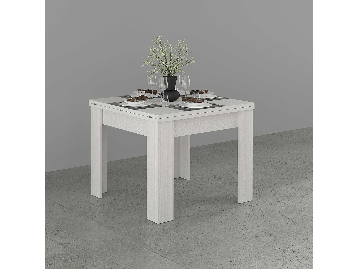 Mesa para comedor extensible 90-180x90cm de diseño madera blanca Jesi Liber Wood