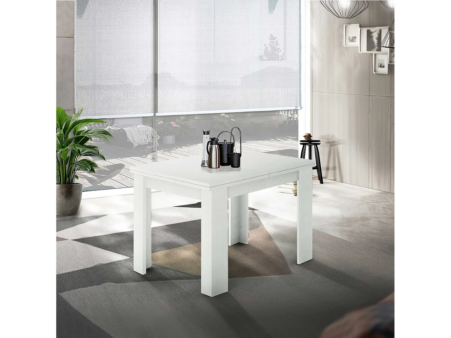 Tavolo allungabile Jesi ideale per 6-8 persone colore bianco larice 90/180x90x75 cm