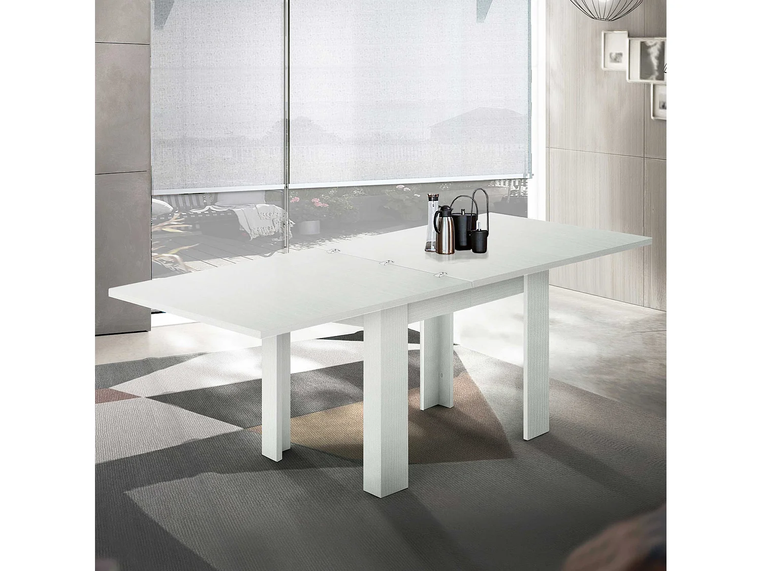 Tavolo allungabile Jesi ideale per 6-8 persone colore bianco larice 90/180x90x75 cm
