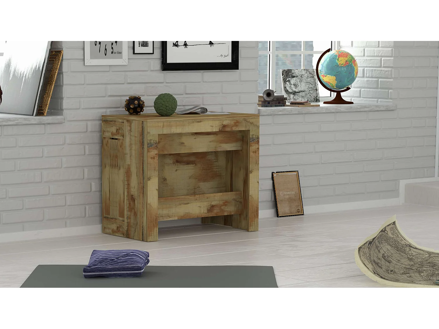 Ausziehbarer Esstischkonsole aus Holz 90x51-300cm Pratika Wood