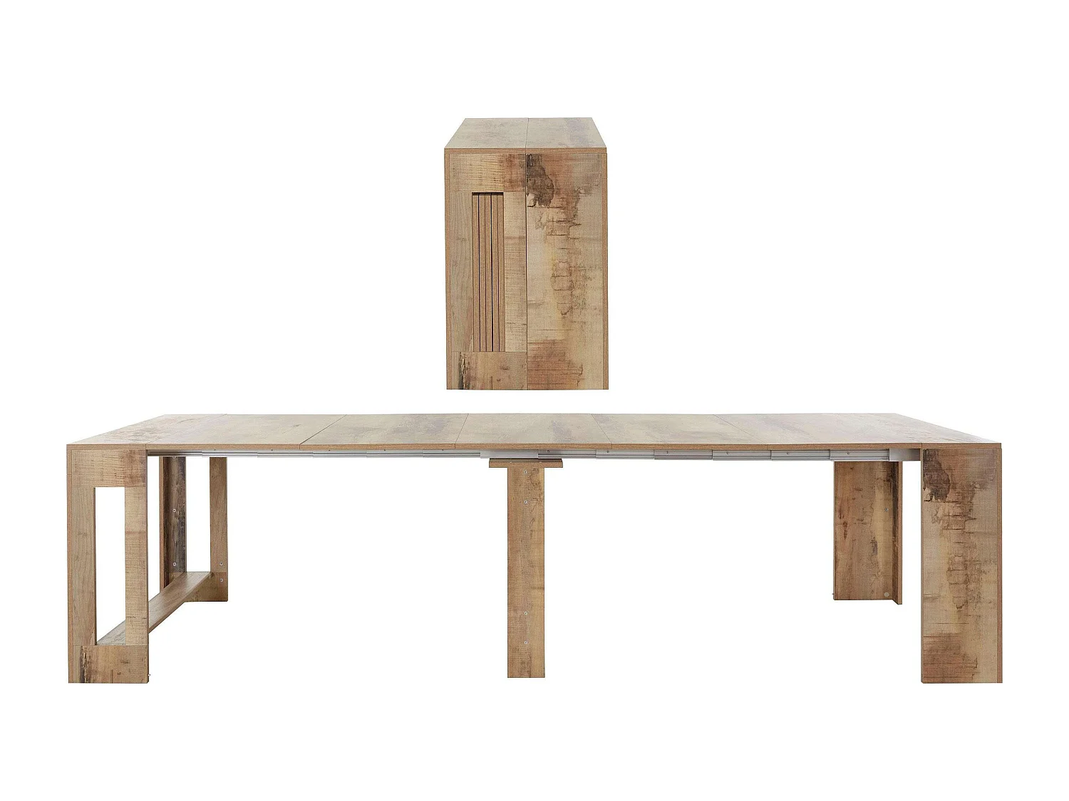Table à manger extensible en bois 90x51-300cm Pratika Wood