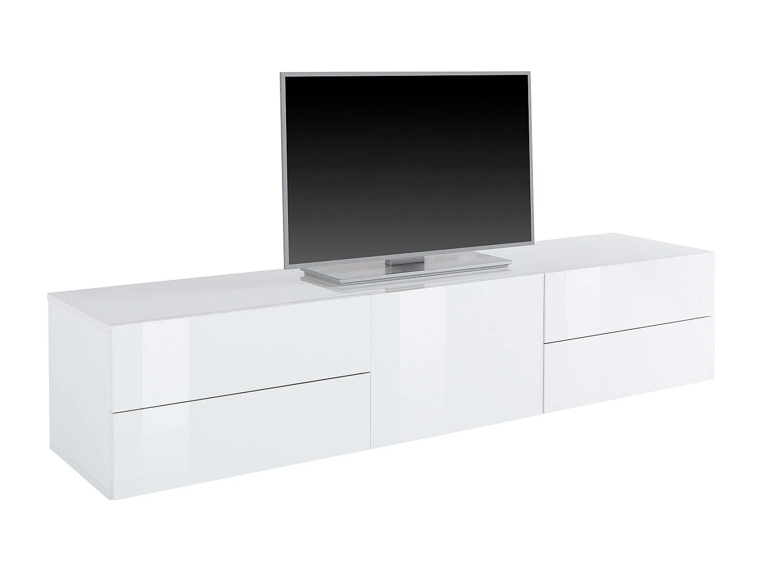 Meuble TV salon 4 tiroirs blanc brillant Metis Living Up