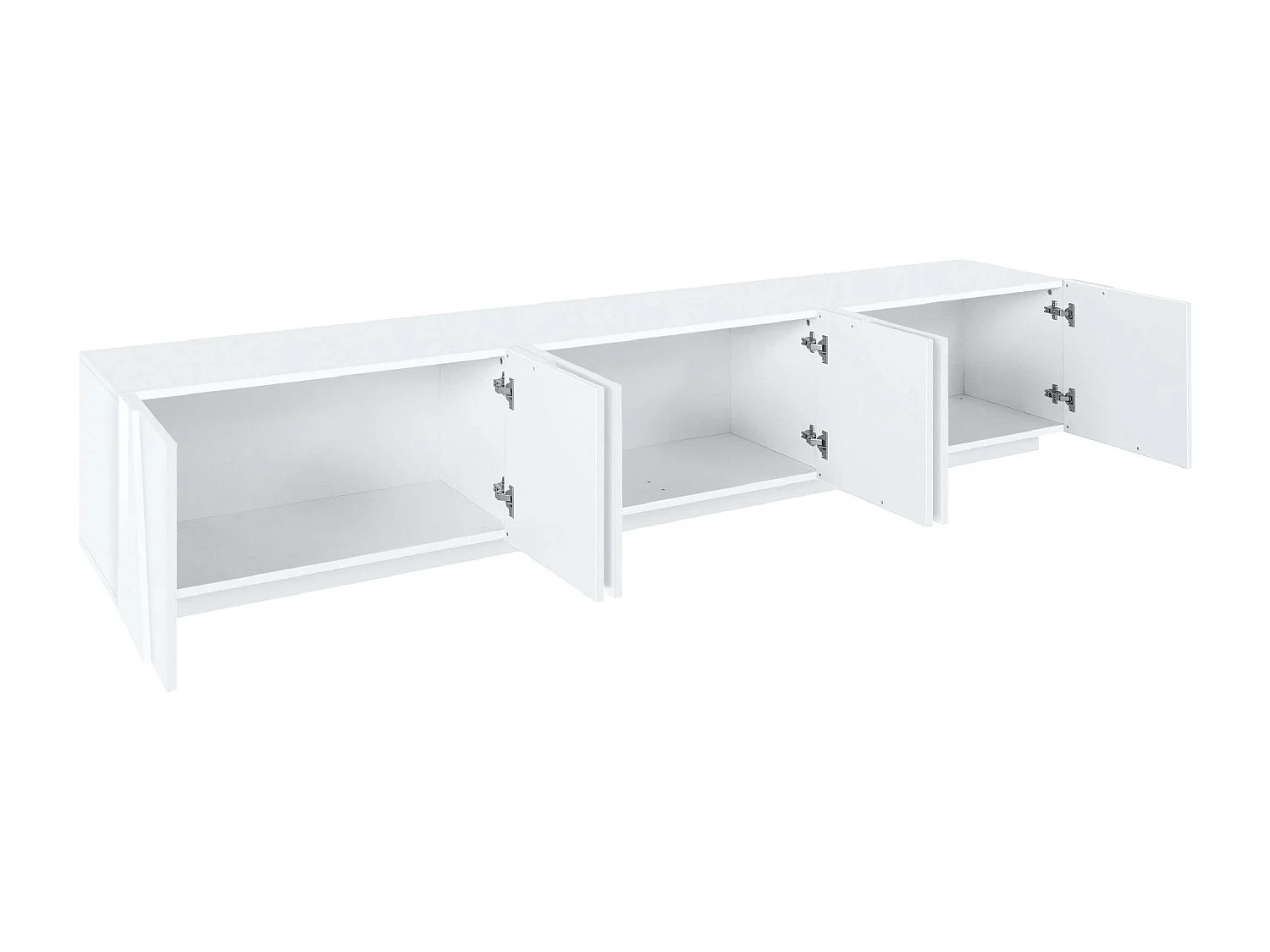 Moderner Wohnzimmer-TV-Schrank mit 6 Türen und 3 Fächern Ping Low XL White