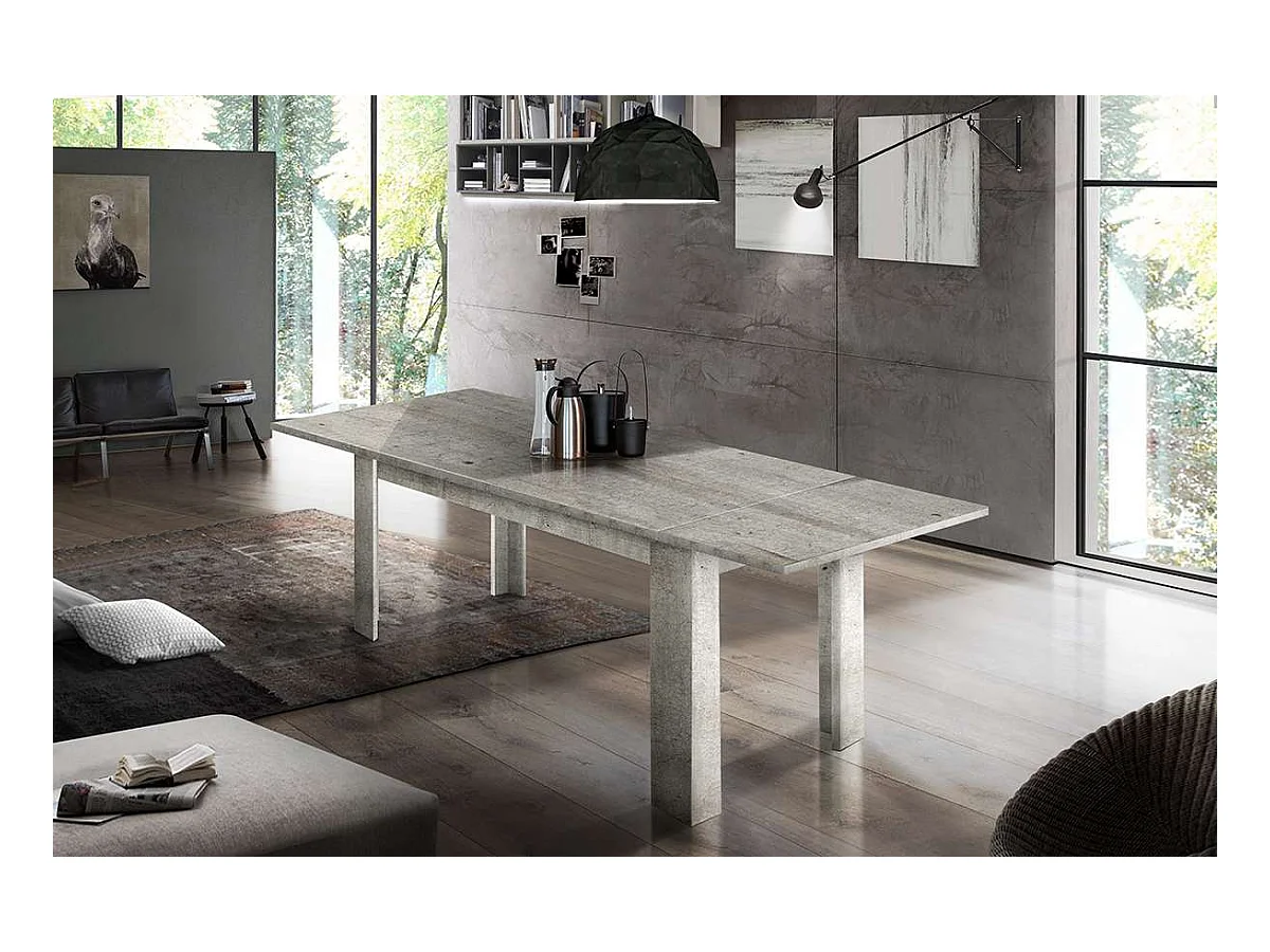 Tavolo allungabile Jesi ideale per 6-8 persone colore cemento 140/190x90x75 cm