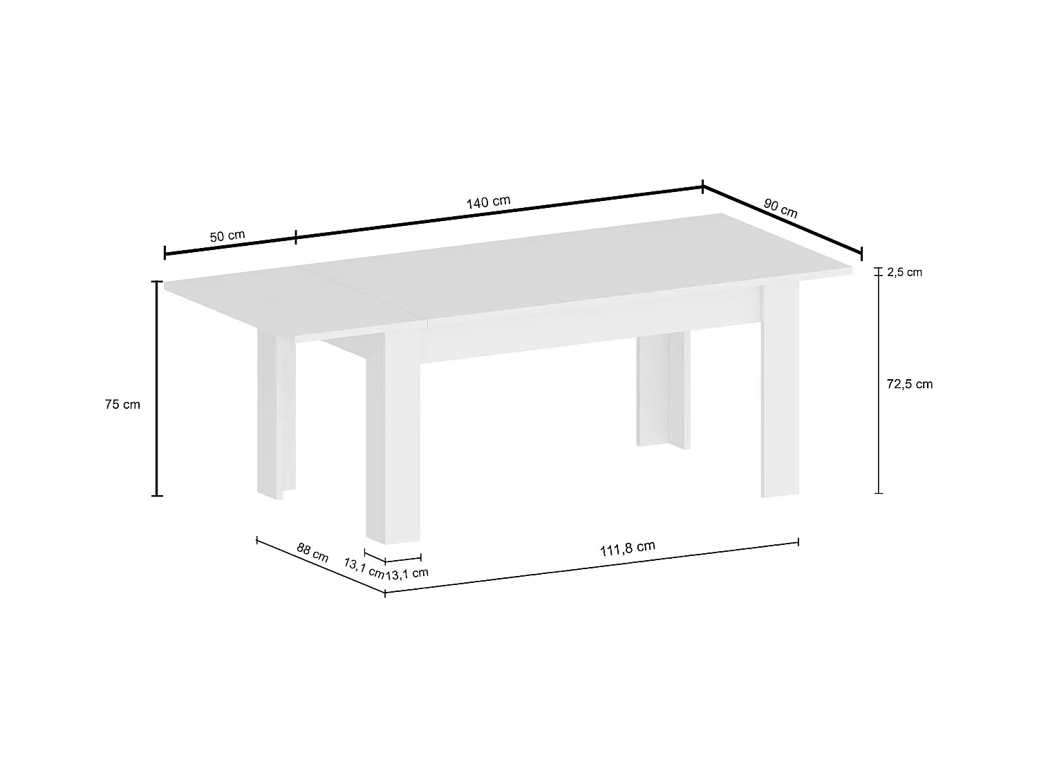 Tavolo allungabile Jesi ideale per 6-8 persone colore cemento 140/190x90x75 cm