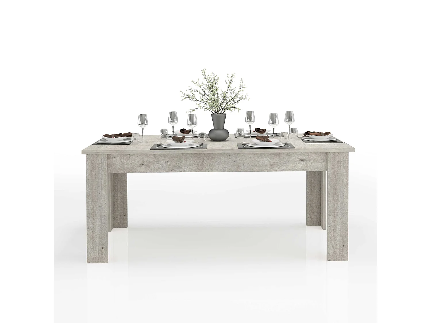 Table À Manger Extensible 4-8 personnes bois blanc salon Jesi Gris