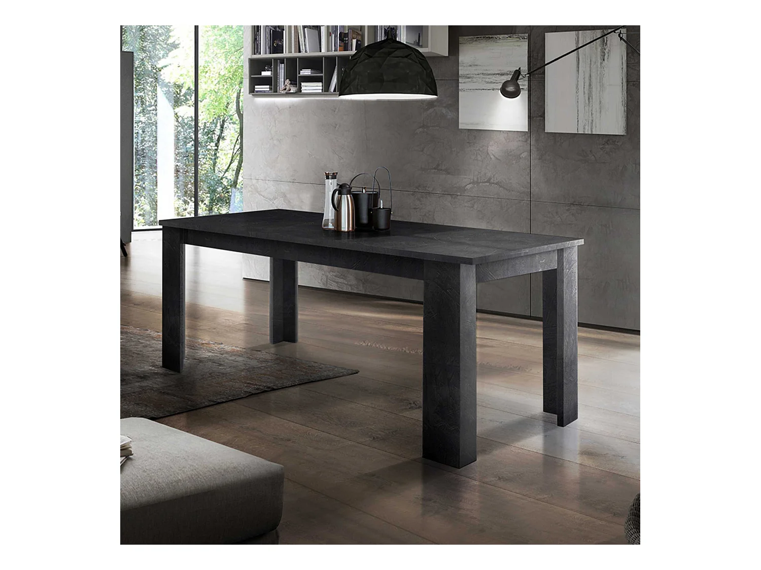 Table à manger extensible au design salon moderne Jesi Ardesia