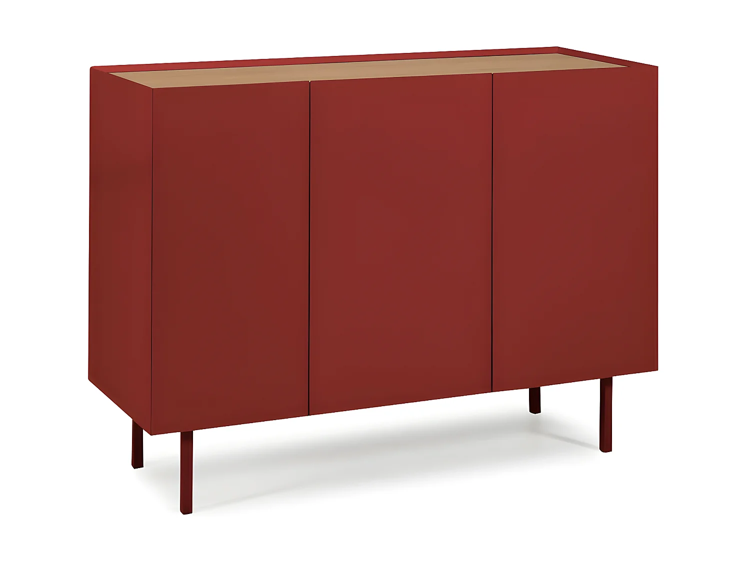 Buffet 3 portes 3 tiroirs Rouge/Chêne - TEULAT ARISTA