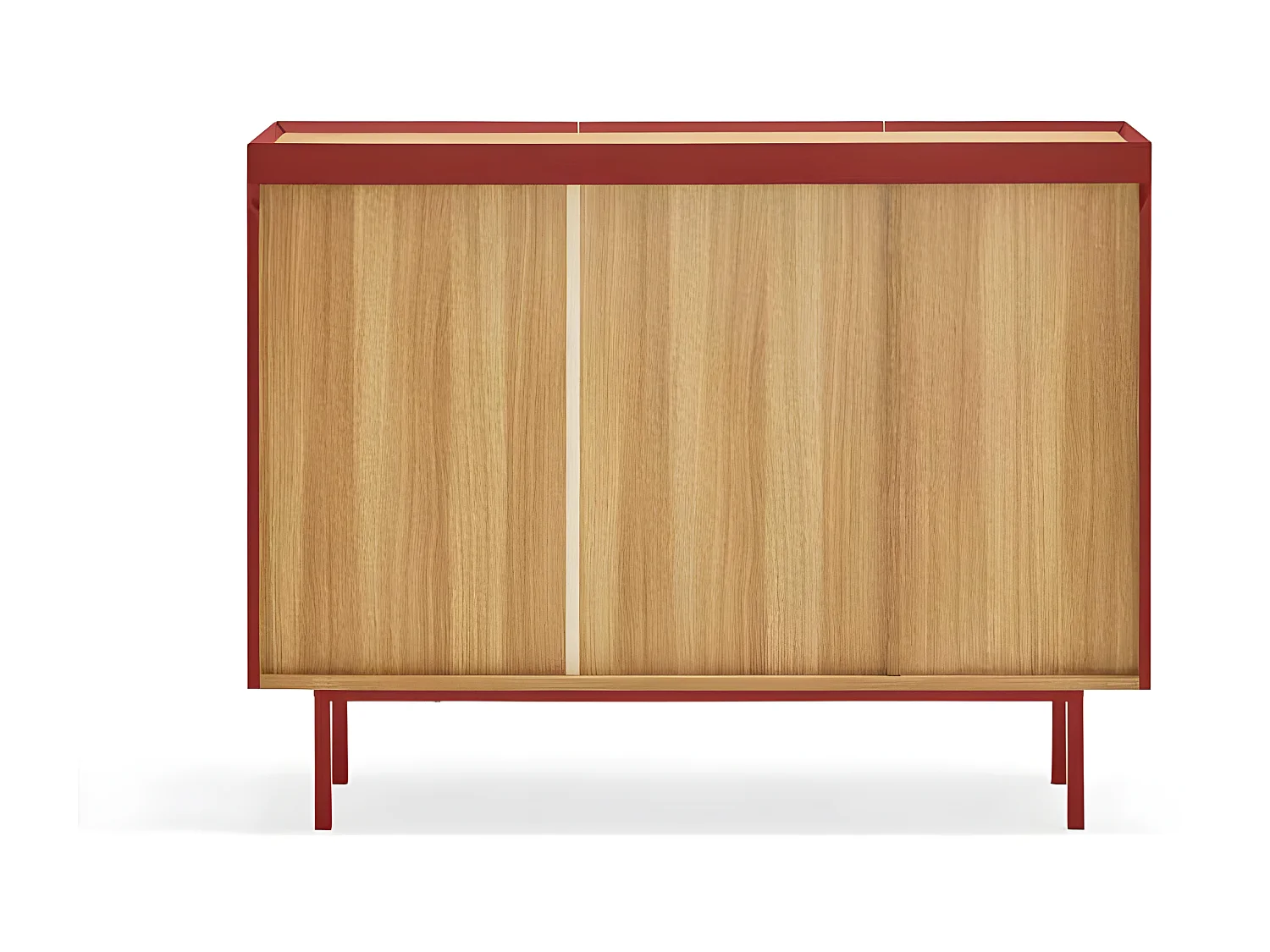 Buffet 3 portes 3 tiroirs Rouge/Chêne - TEULAT ARISTA