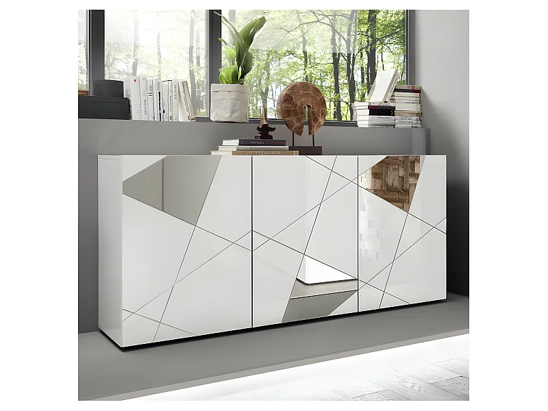 Buffet 3 portes laqué Blanc brillant - METRIA