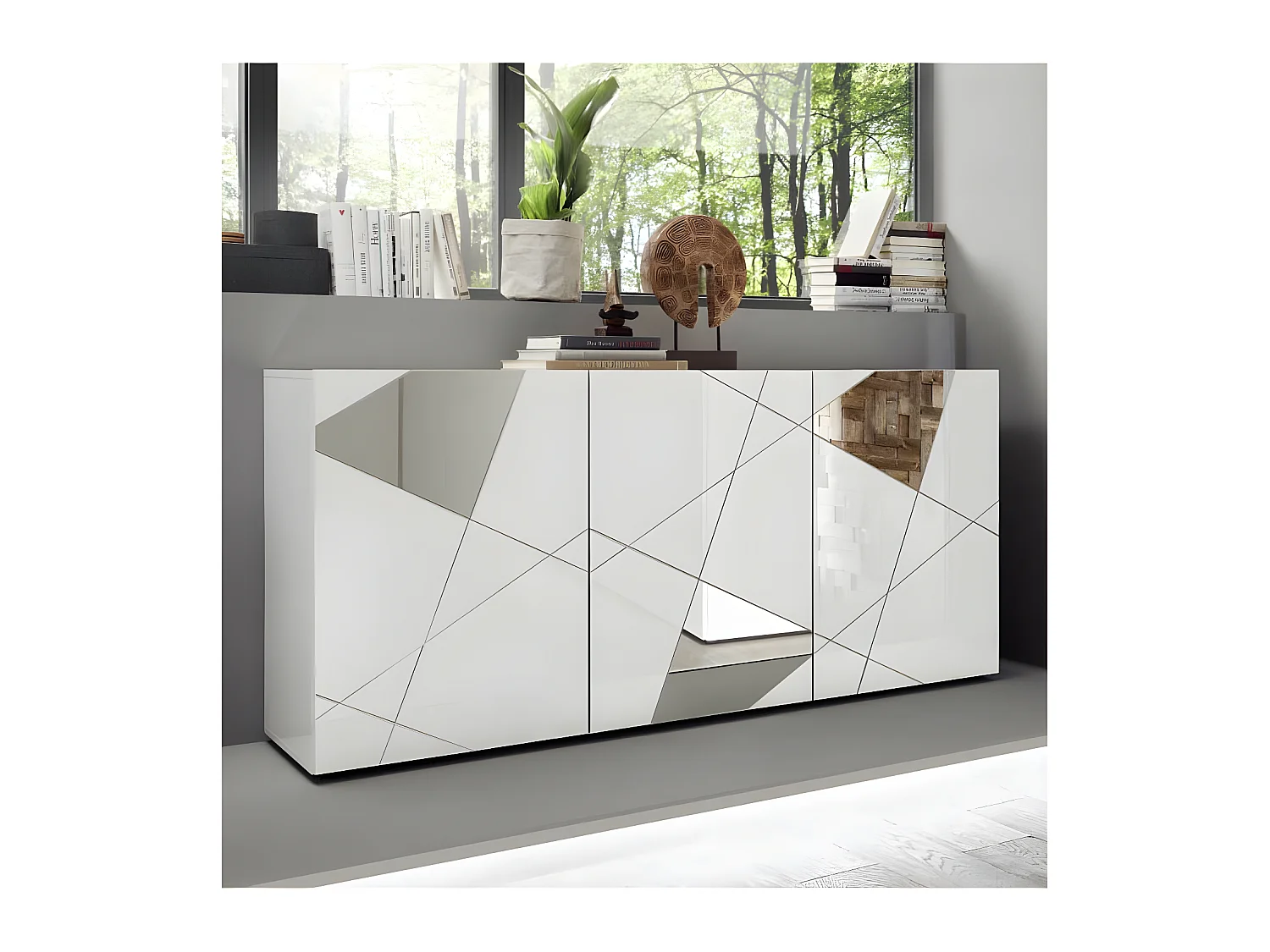 Buffet 3 portes laqué Blanc brillant - METRIA