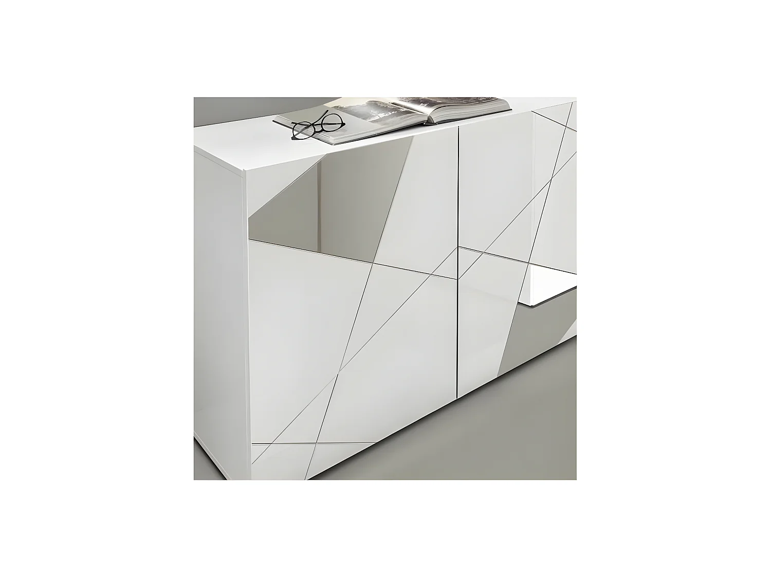 Buffet 3 portes laqué Blanc brillant - METRIA