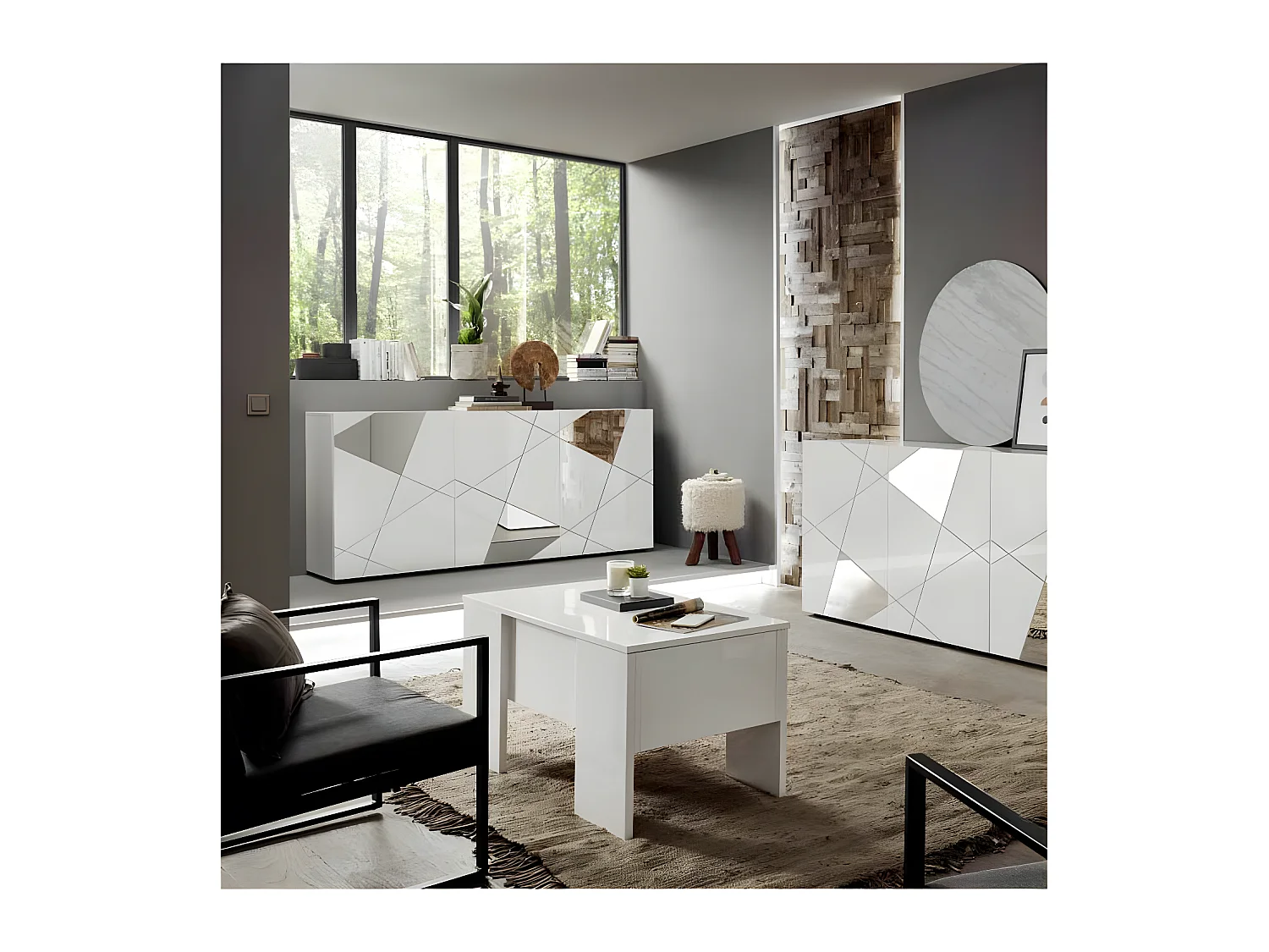 Buffet 3 portes laqué Blanc brillant - METRIA