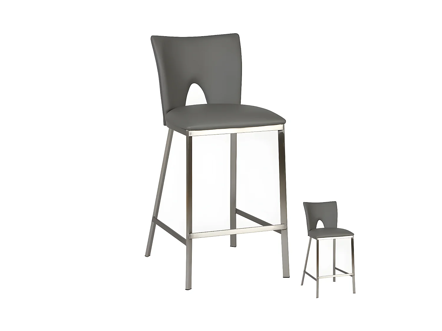 Duo de Tabourets de bar Simili cuir Gris - LOBO