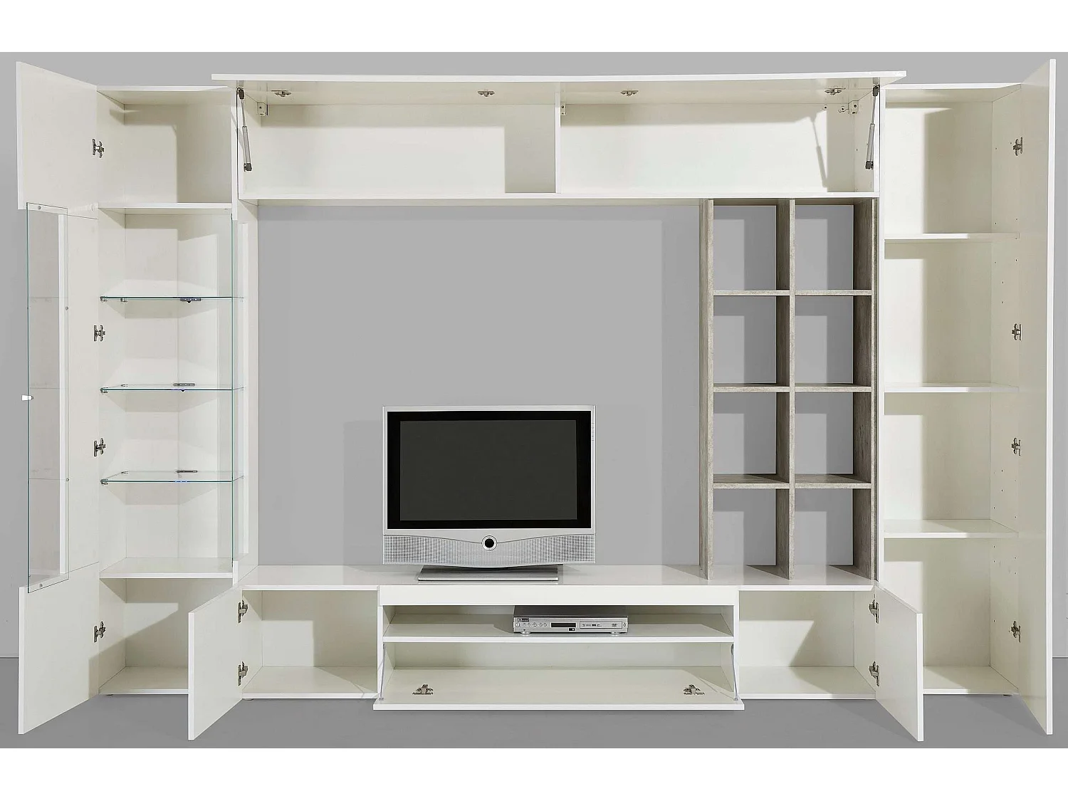 Ensemble de salon mur équipé meuble TV blanc gris Egypte Rapport