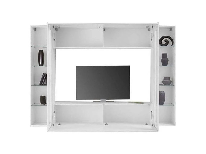 Parete attrezzata soggiorno porta TV pensile sospeso 2 vetrine Joy Frame