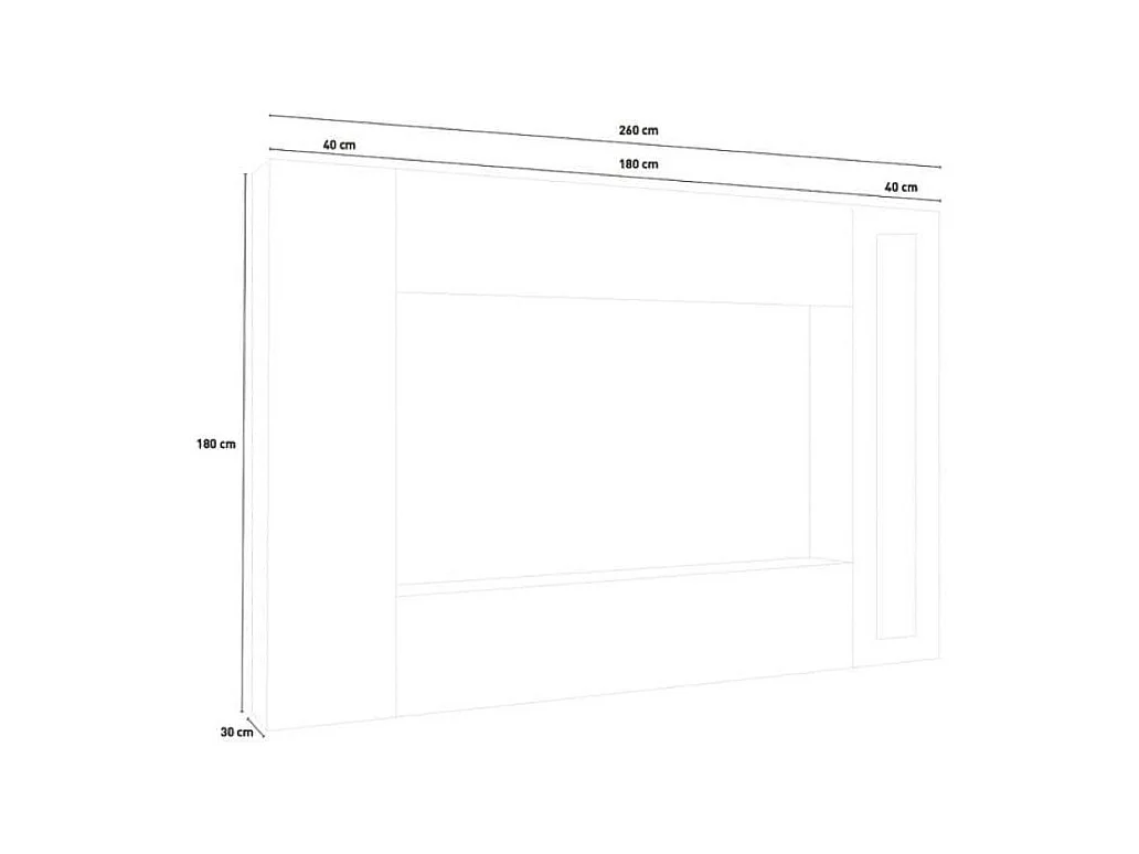 Parete attrezzata soggiorno porta TV pensile sospeso 2 vetrine Joy Frame