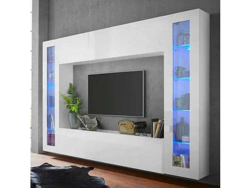 Mueble de pared salón mueble de TV mueble suspendido 2 vitrinas Joy Frame