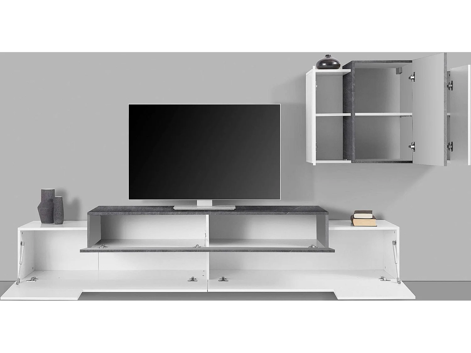 Mueble para salón de diseño moderno blanco antracita Corona Moby Report