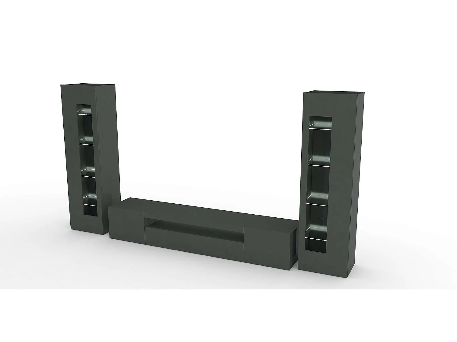 Meuble TV anthracite Brillant Salon avec 2 composants latéraux Daiquiri