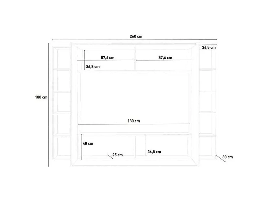 Parete attrezzata soggiorno porta TV 2 colonne pensile sospeso Joy Mold