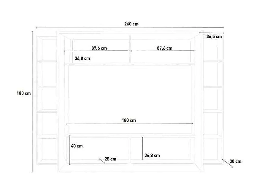 Parete attrezzata soggiorno porta TV 2 colonne pensile sospeso Joy Mold