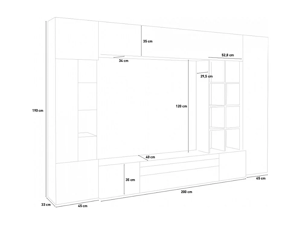 Ensemble de salon équipé meuble TV en bois ardoise colonne Egypte Oban