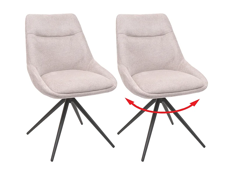 Set 2 sedie sala da pranzo MCW-M65, cucina poltrona, girevole auto-posizione metallo stoffa/tessuto ~ avorio beige