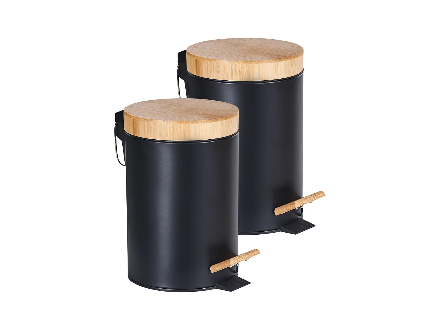 Lot de 2 poubelles à pédale 3 L ECOSMART Métal Noir