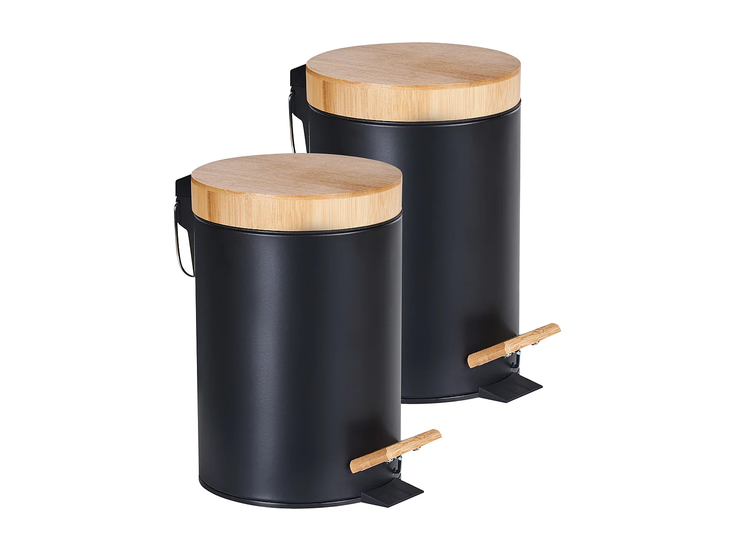 Lot de 2 poubelles à pédale 3 L ECOSMART Métal Noir