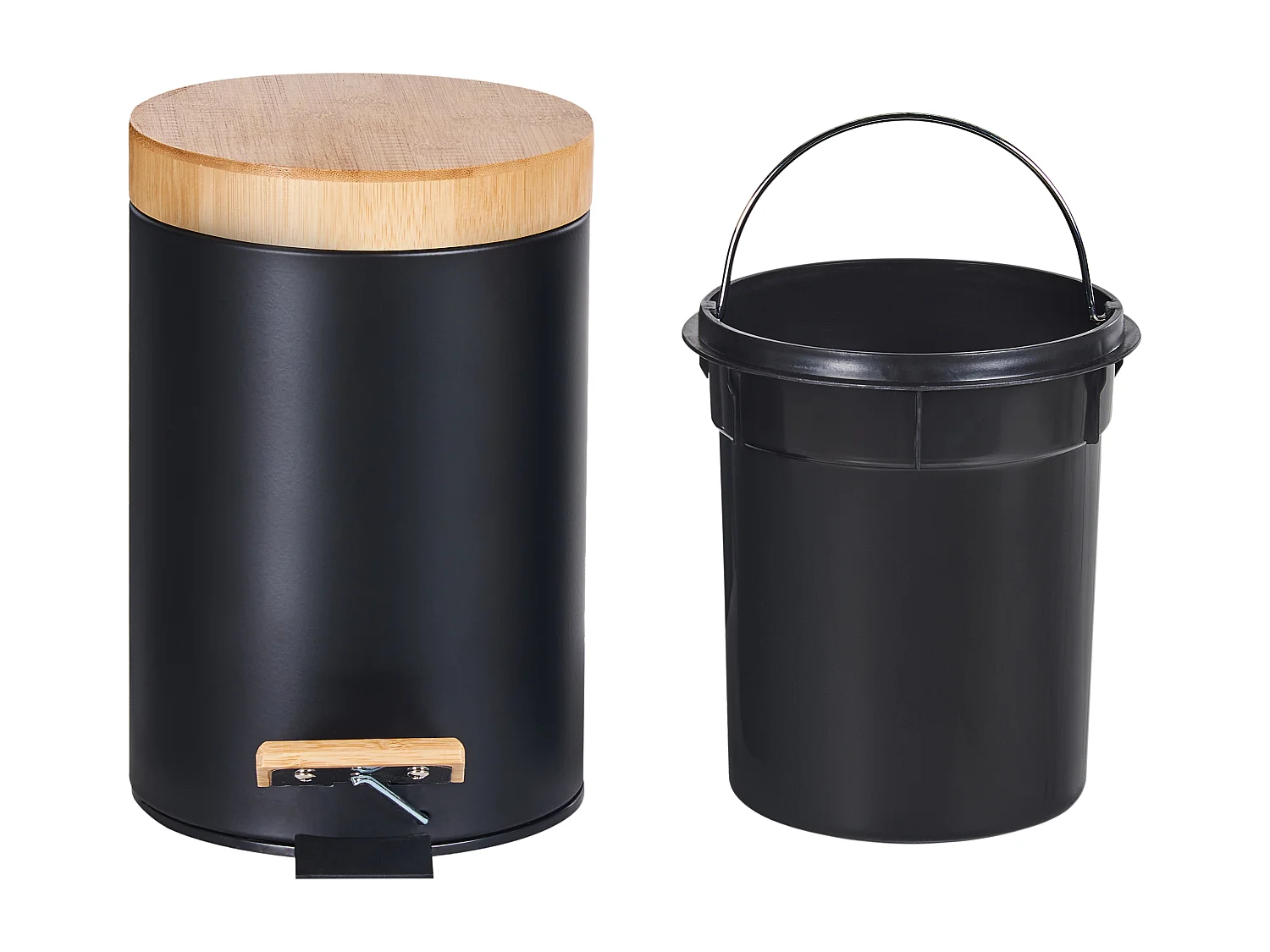 Lot de 2 poubelles à pédale 3 L ECOSMART Métal Noir