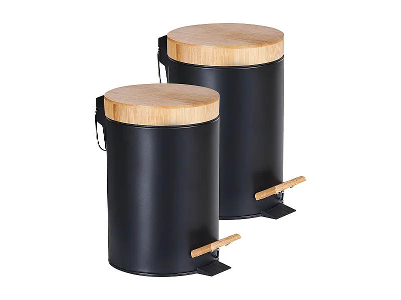 Lot de 2 poubelles à pédale 3 L ECOSMART Métal Noir