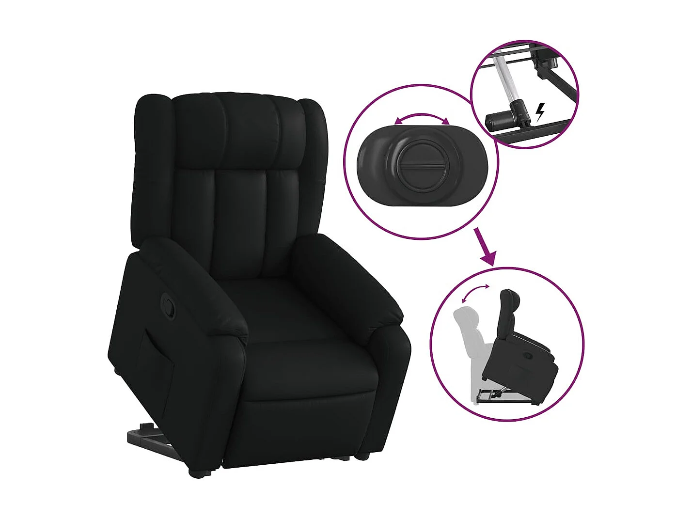Fauteuil relax TV rembourrage PVC noire 78 x 92 x 98 cm DEC028083
