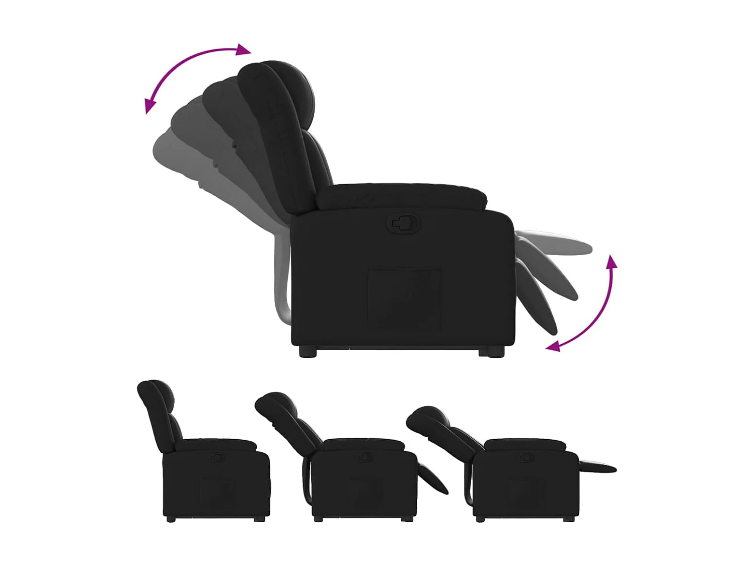 Fauteuil relax TV rembourrage PVC noire 78 x 92 x 98 cm DEC028083
