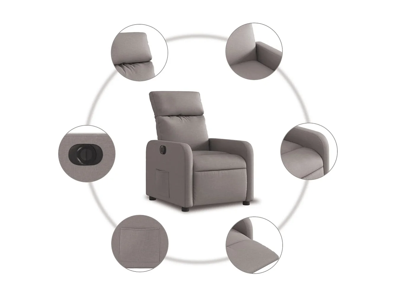 Fauteuil relax TV fonction tissu 66 x 89.5 x 95.5 cm DEC028575