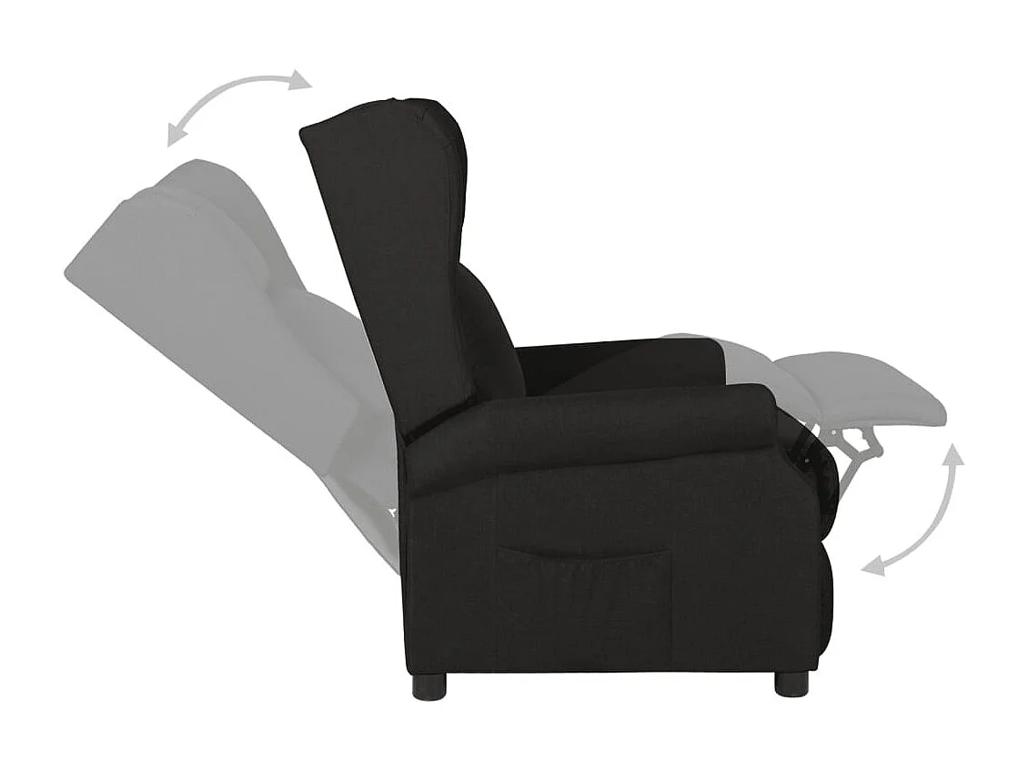Fauteuil relax TV rembourrage tissu noire 73 x 95 x 103 cm DEC028106