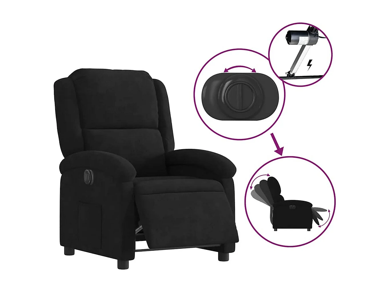 Fauteuil relax TV fonction noire 71 x 86.5 x 99.5 cm DEC028514